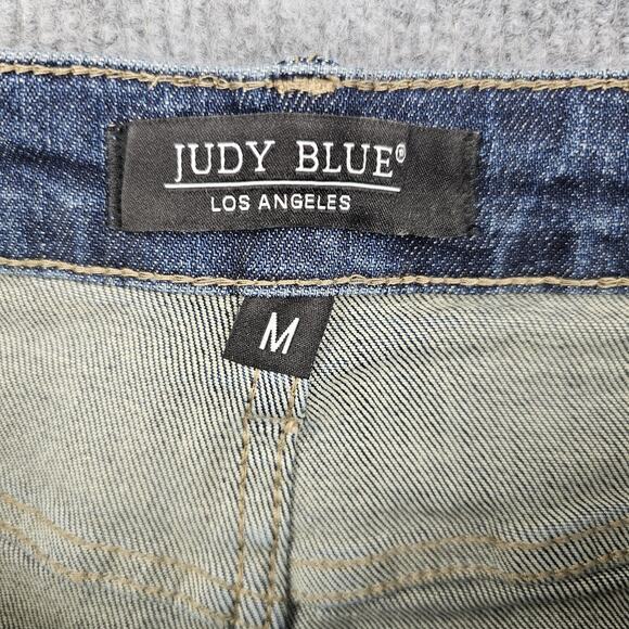 Judy Blue Shorts Womens Medium Blue Denim Raw Hem Distressed Stretch Comfort - Picture 4 of 6